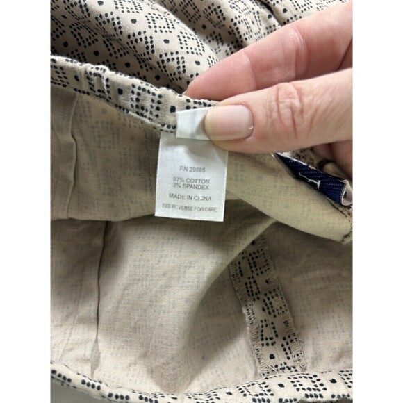 Pendleton Pull On Pants Beige Black Print Size 14 Flat Front Stretch Straight - Picture 8 of 9